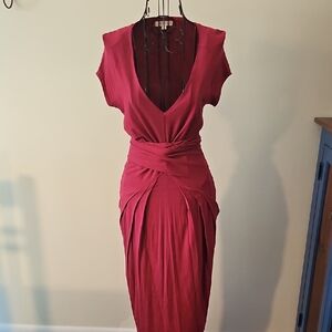 Ecoskin Red Wrap Midi Dress